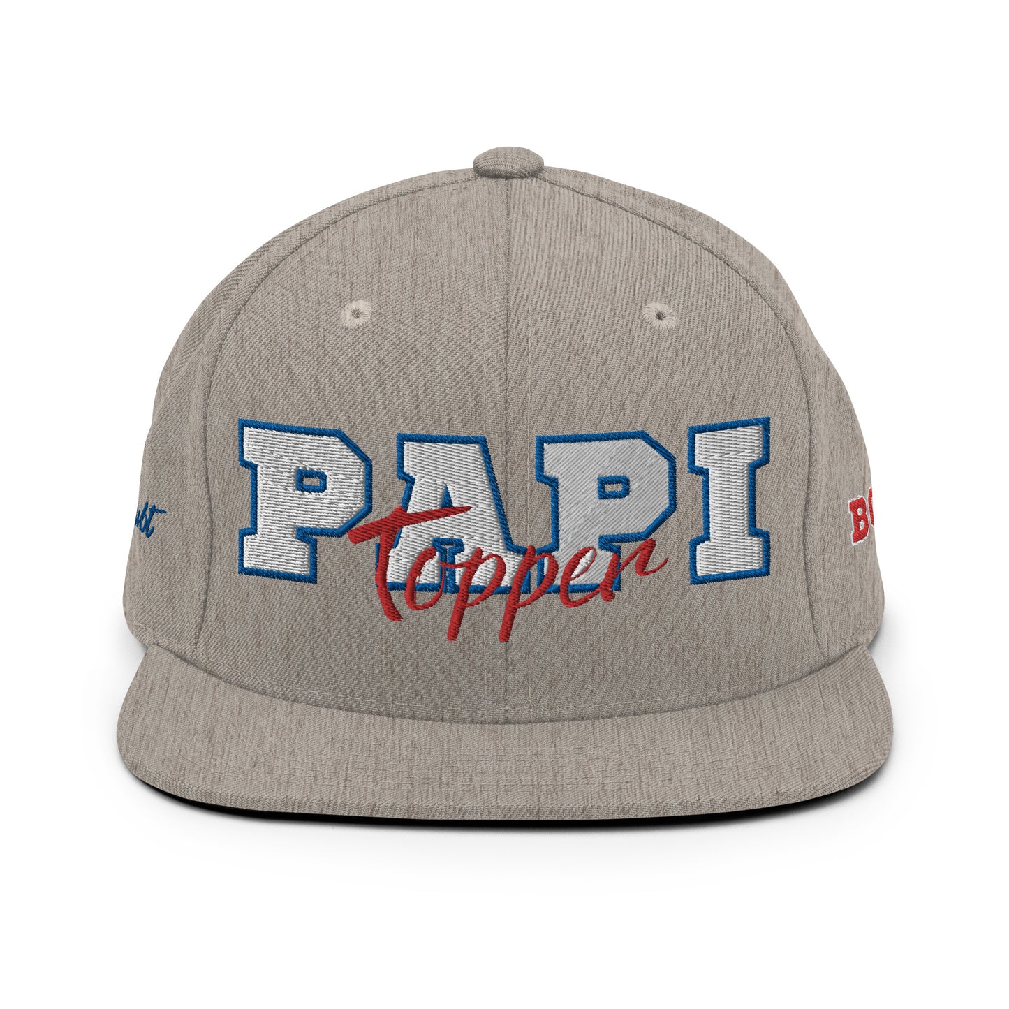 Gorra snapback de perfil alto Papi Topper en jaspeado con detalles en rojo, blanco y azul