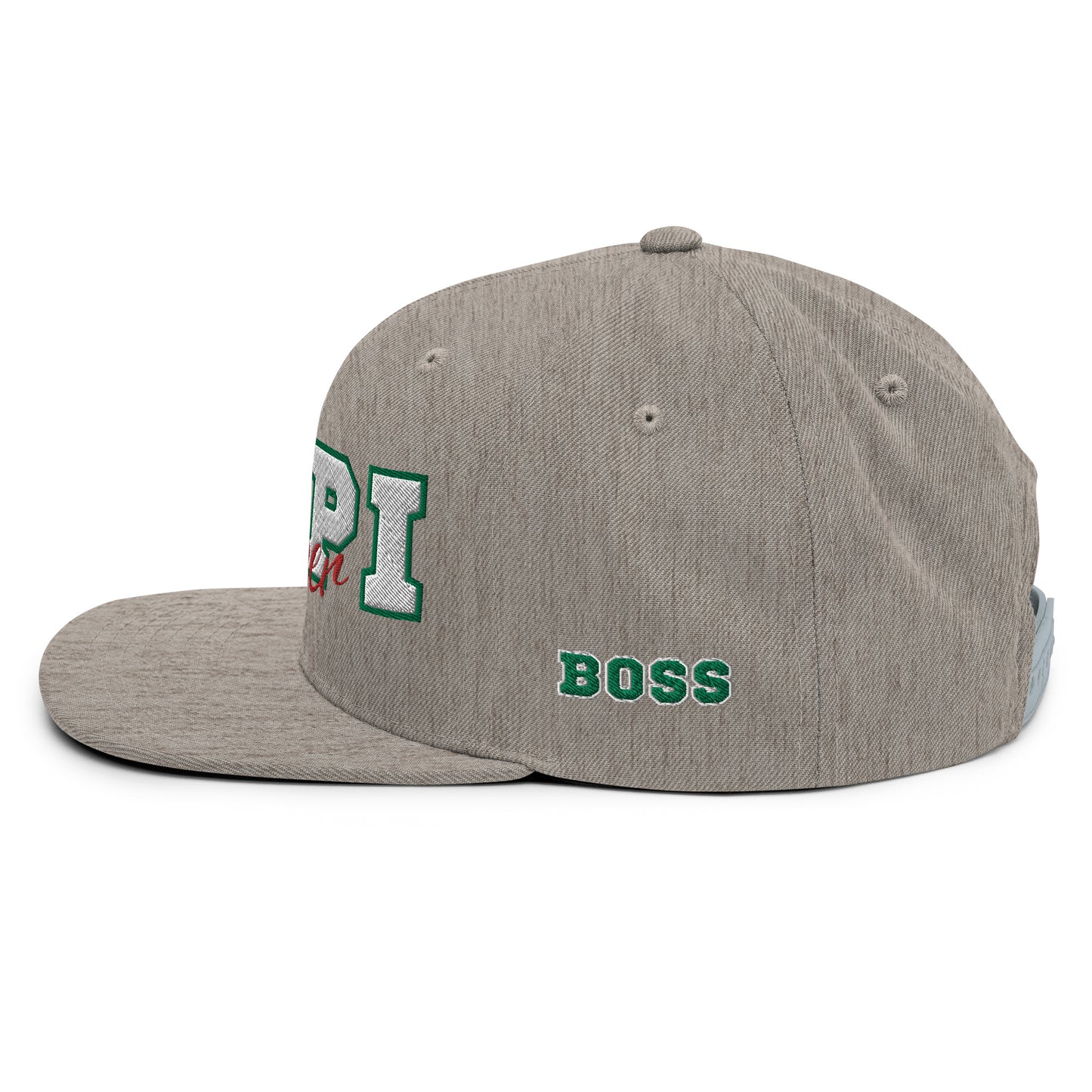 Papi Topper High Profile Snapback in Heather with Red, White, and Green Detail