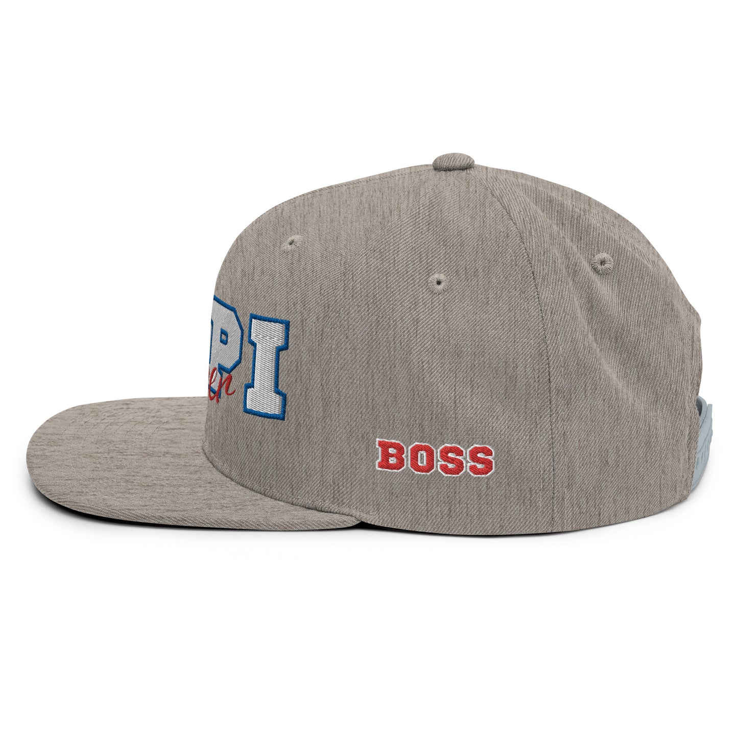 Gorra snapback de perfil alto Papi Topper en jaspeado con detalles en rojo, blanco y azul