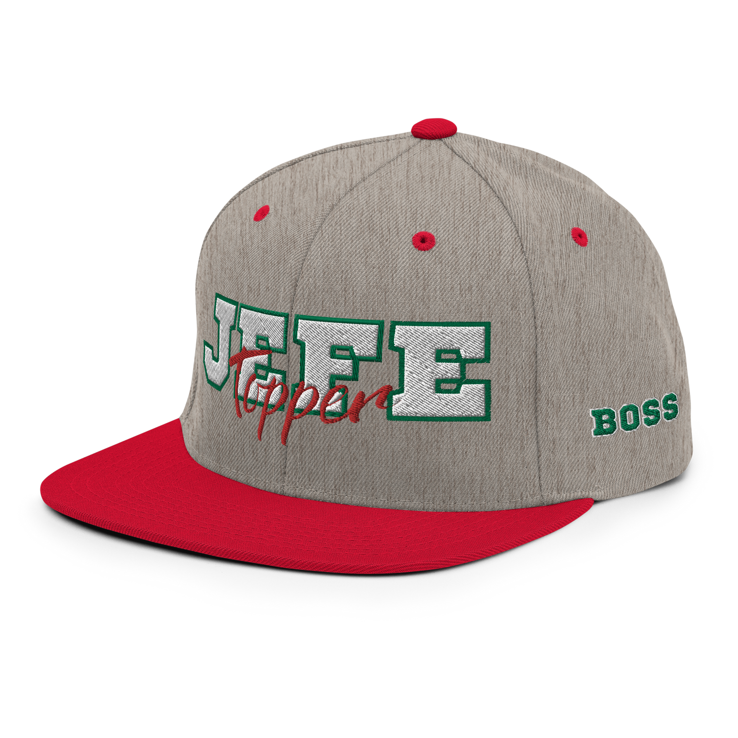 Jefe Topper High Profile Snapback | Heather/Red/White/Green