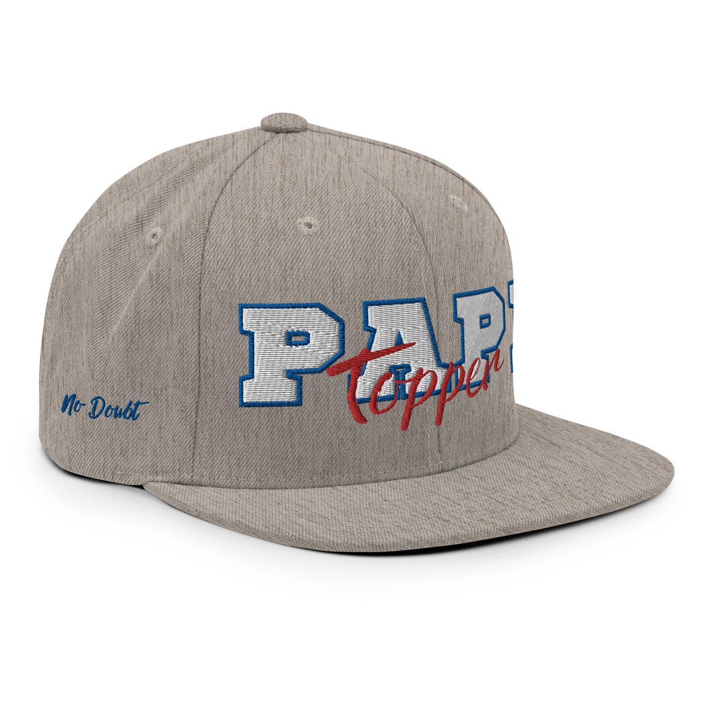 Gorra snapback de perfil alto Papi Topper en jaspeado con detalles en rojo, blanco y azul